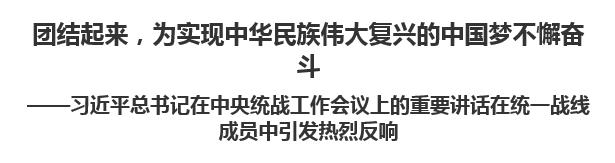 【人民日报】团结起来，为实现中华民族伟大复兴的中国梦不懈奋斗  ——习近平总书记在中央统战工作会议上的重要讲话在统一战线成员中引发热烈反响